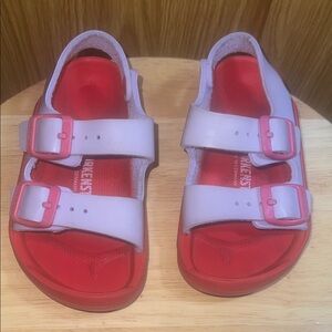 Birkenstock Kids Double-Strap Sandals in Pink and Red